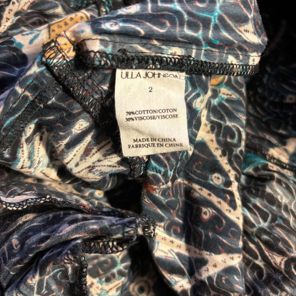 Ulla Johnson Mariam Midi Dress Floral Batik Jet Navy Blue‎ Halter Size 2 Flowy - Picture 14 of 16